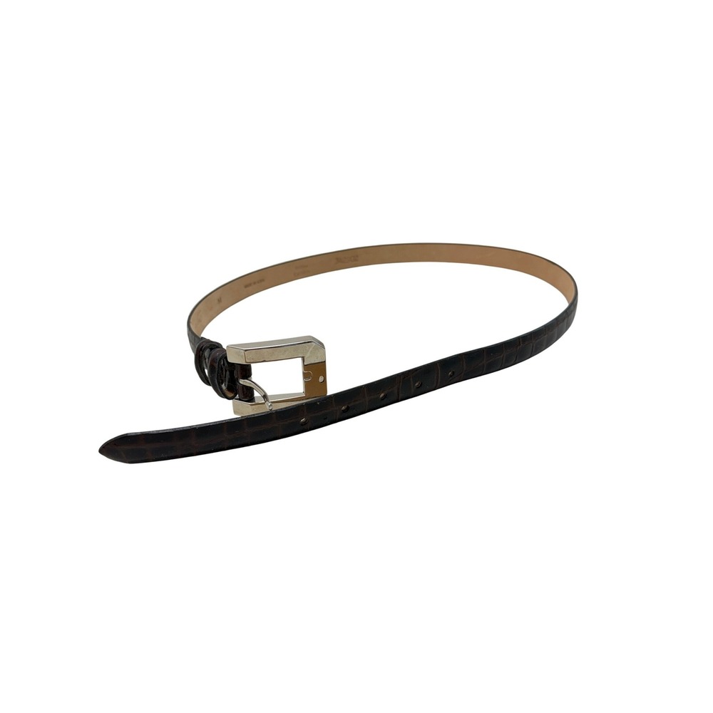 Tulliani Brown Croc Embossed Italian Calfskin Leather Belt Size M